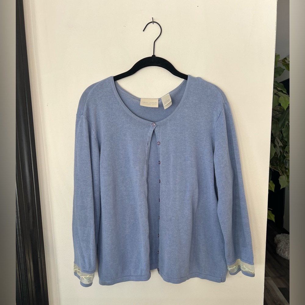 Vintage Blue Cardigan with lace